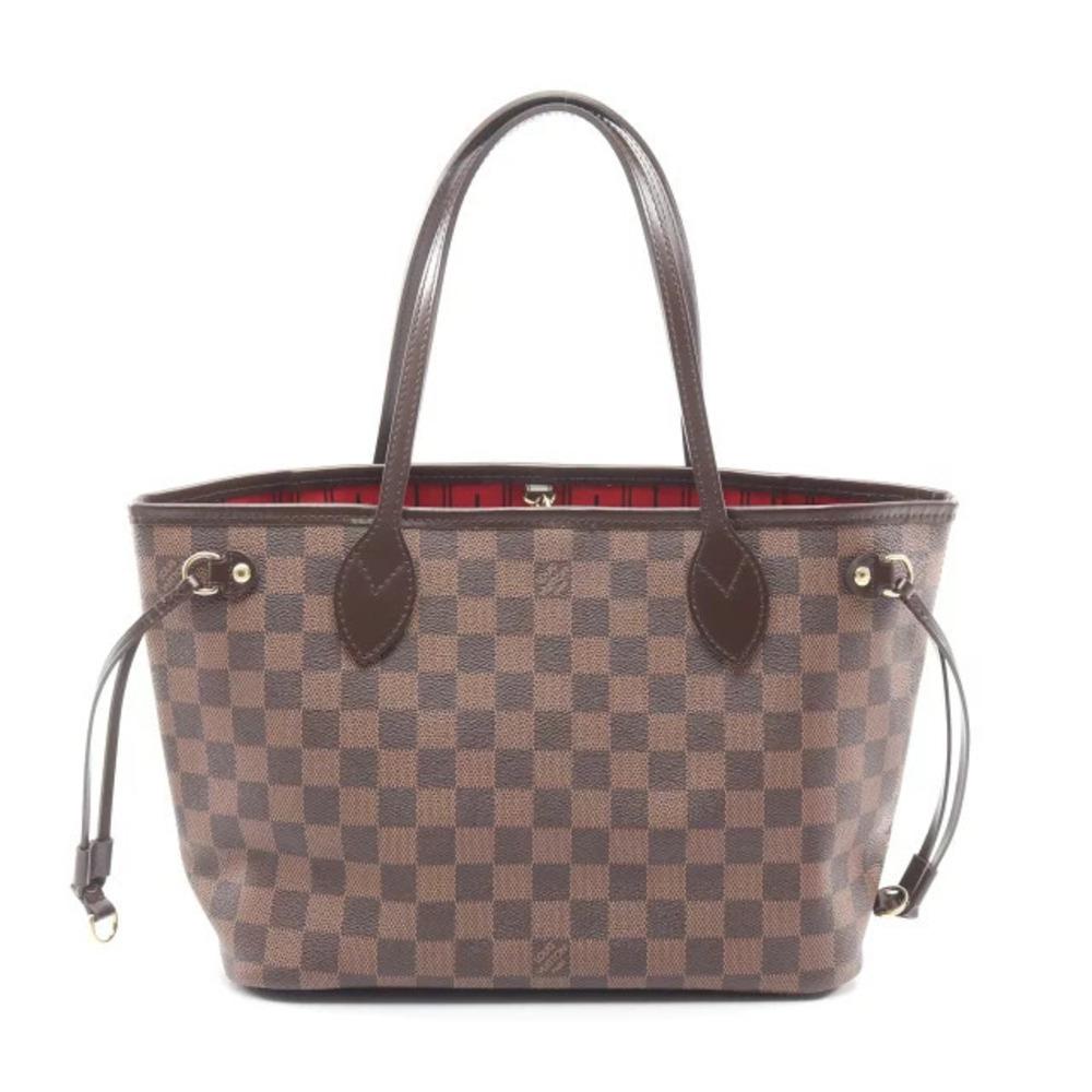 Louis Vuitton Neverfull Tote Bag Canvas Leather Damier Brown